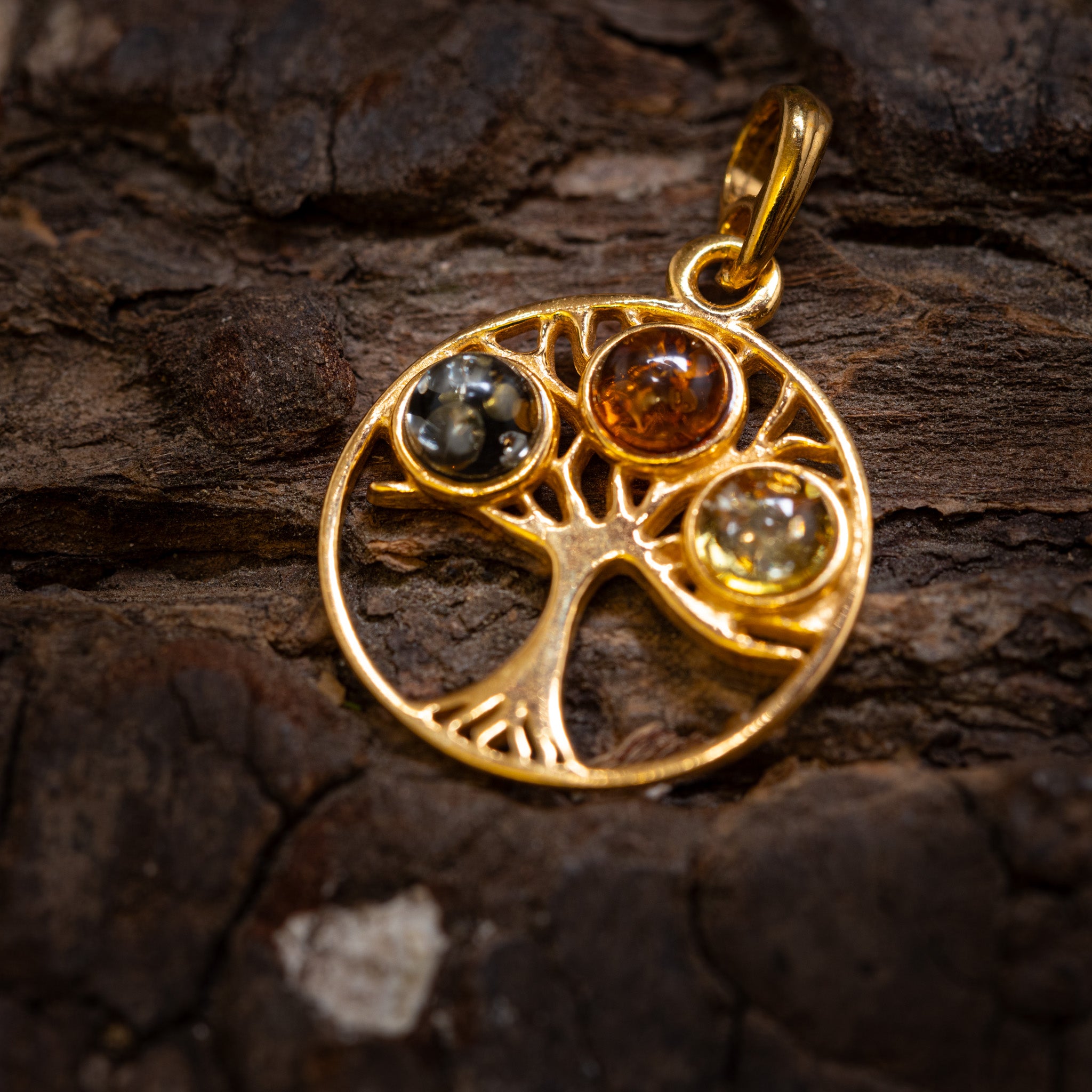 Hänge Livets Träd Yggdrasil Bärnsten Ylva 925s Silver