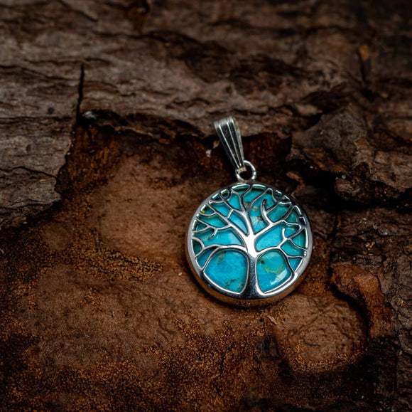 Yggdrasil Tree of Life-hänge med sten 925s silver