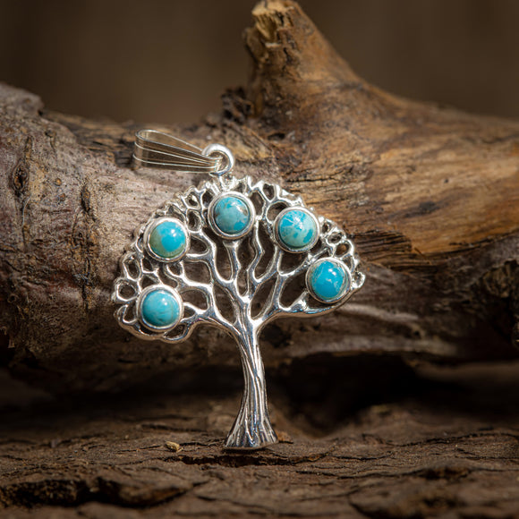Yggdrasil Tree of Life hänge turkos 925s silver