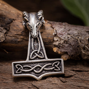 Thor's Hammer Pendant med Vädurhuvud 925s Silver 21gram